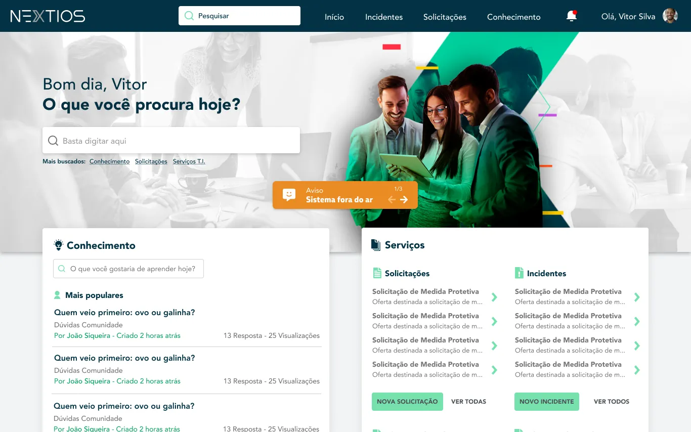 Portal de Serviços Nextios — capa do case de UX/UI