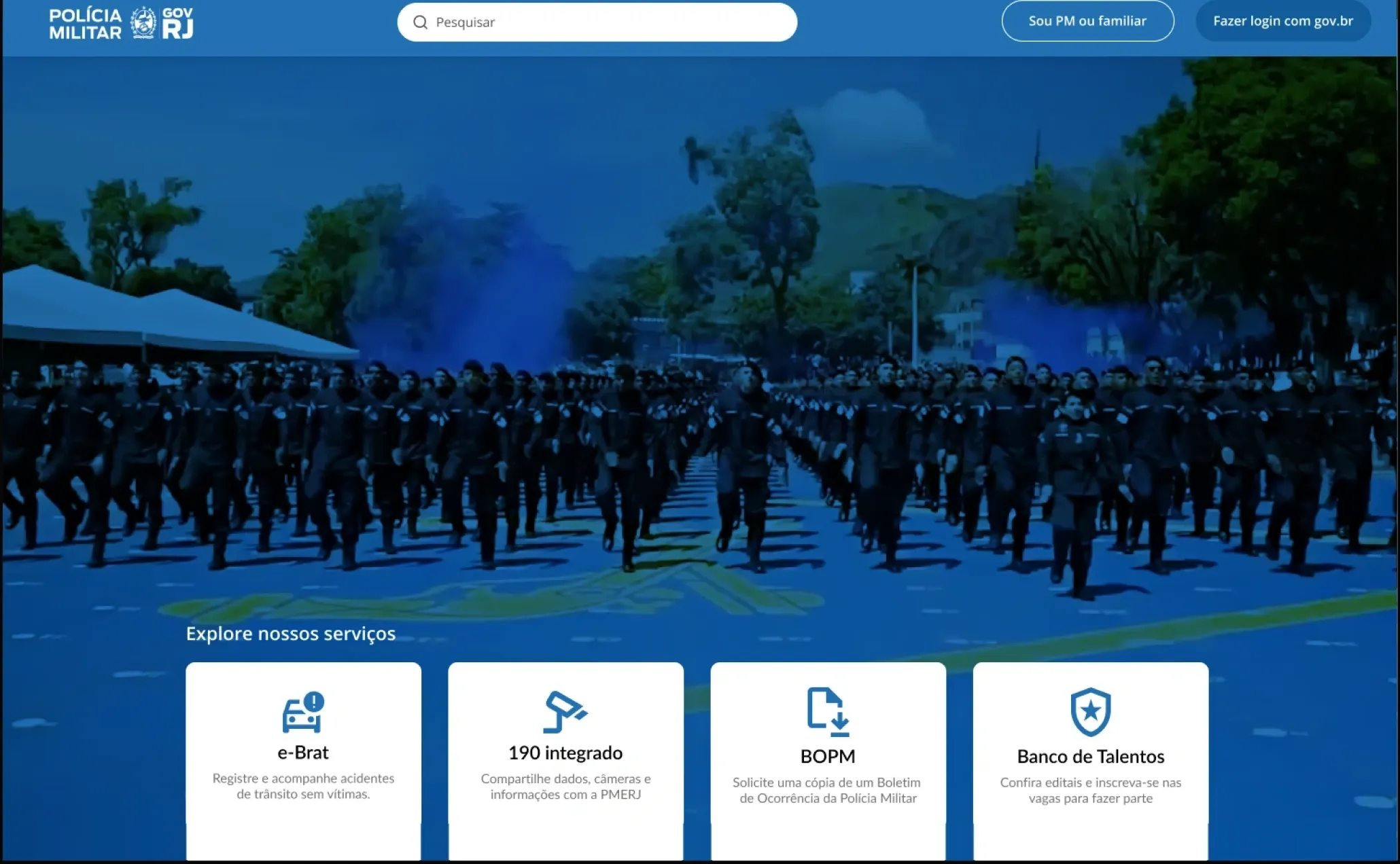 Portal de Serviços Digitais da PMERJ: UI final — home pública