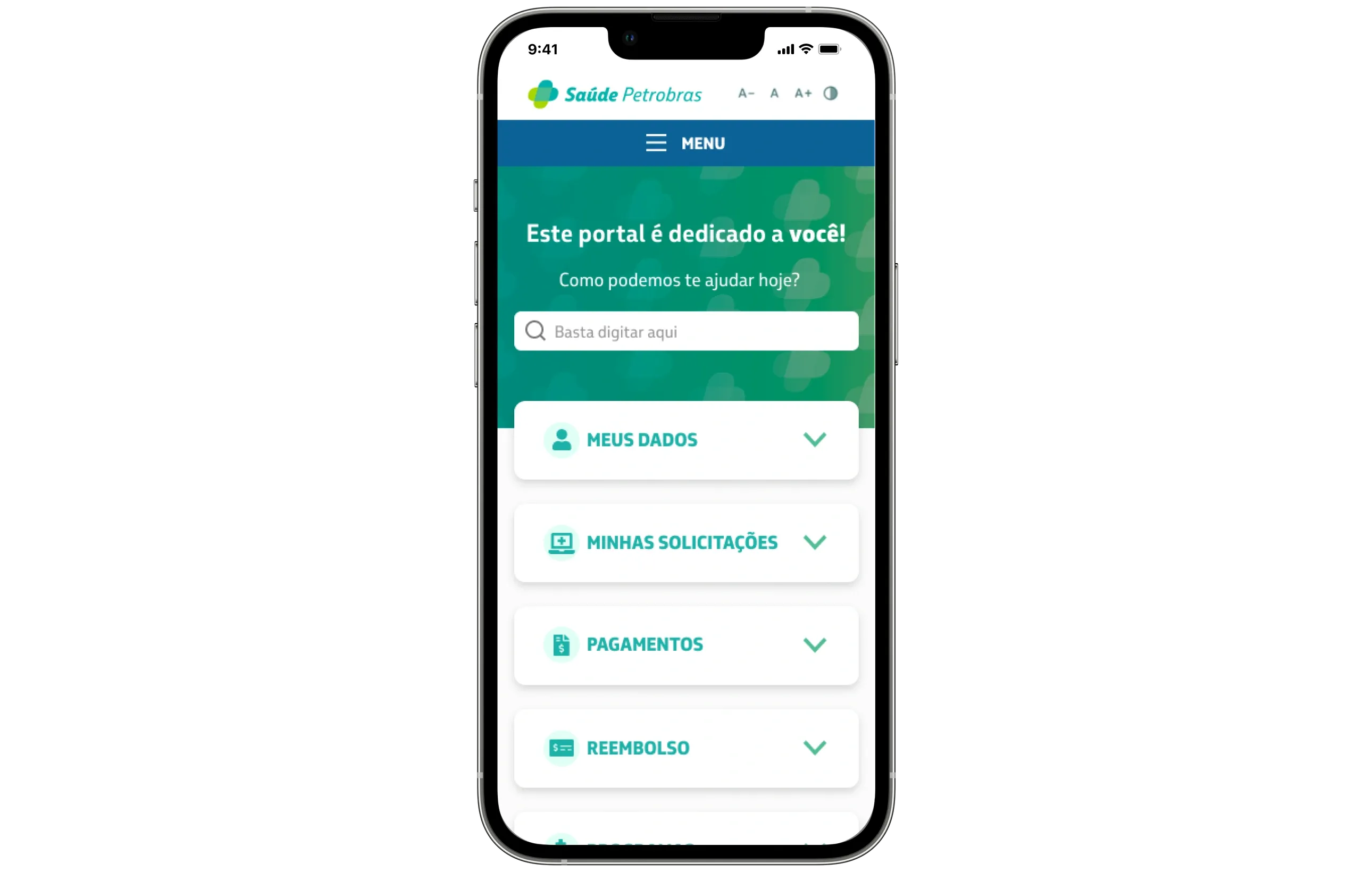 Portal Saúde Petrobras: Mobile — home do portal
