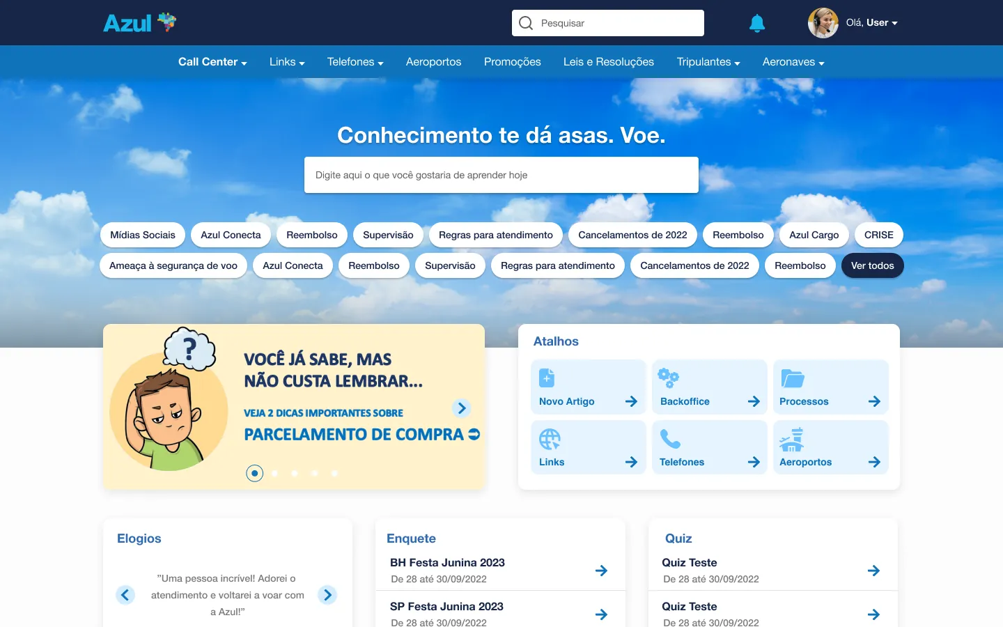 Portal de Conhecimento Azul — capa do case de UX/UI