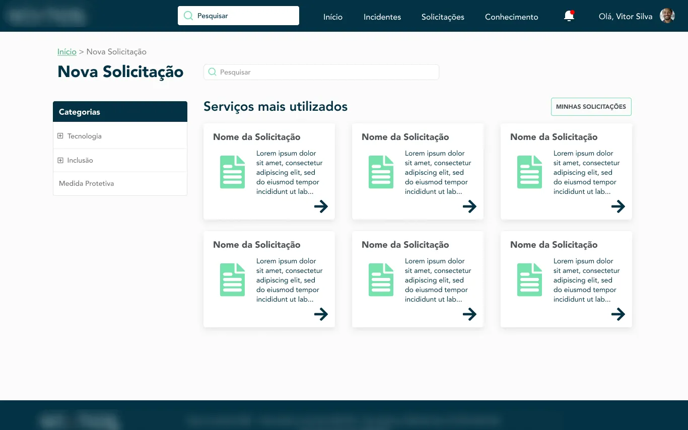 Portal de Serviços Nextios — Nova solicitação